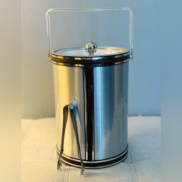 MCM George Briard Ice Bucket- Extra Tall Chrome Ice Bucket Signed - Picture 2 of 10